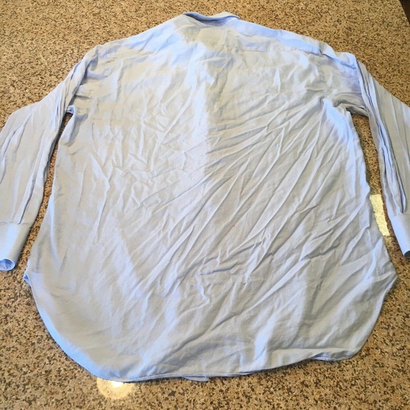 Baroni Couture Size 16.5 Mens Blue Stripe Textured Button Up Shirt Long Sleeve - Picture 3 of 9